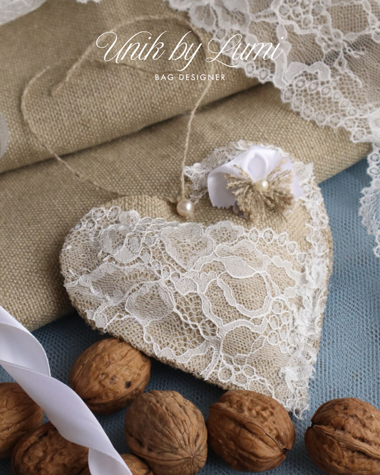 Handmade Home Decor | Burlap Hearts with Lace
