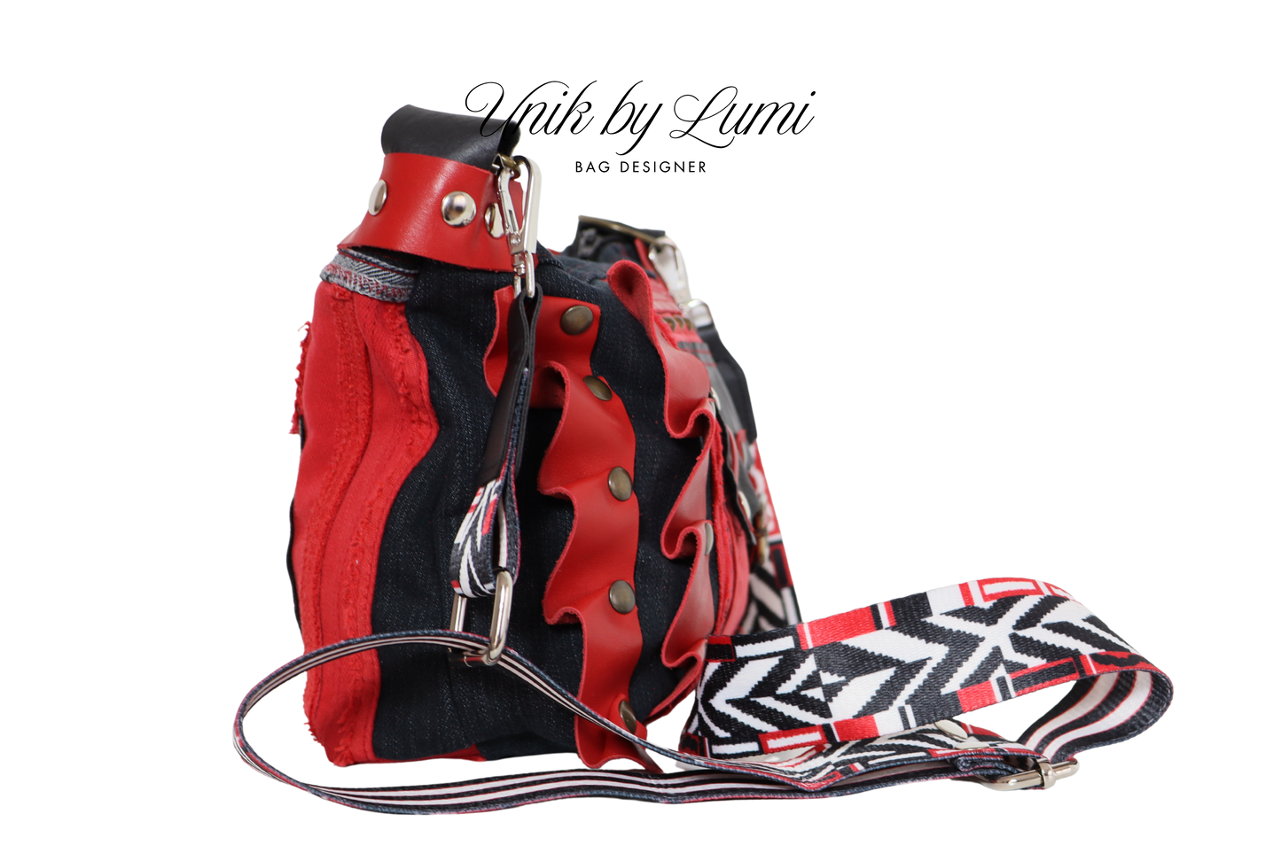 Bolsa a tiracolo vermelha leve | Exclusiva, feita à mão e sustentável