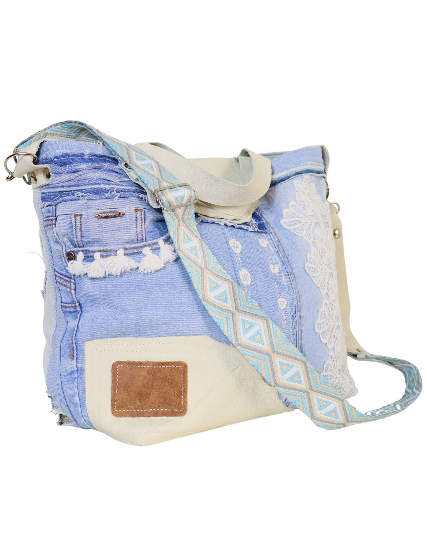 Upcycled Denim Bag with Crochet