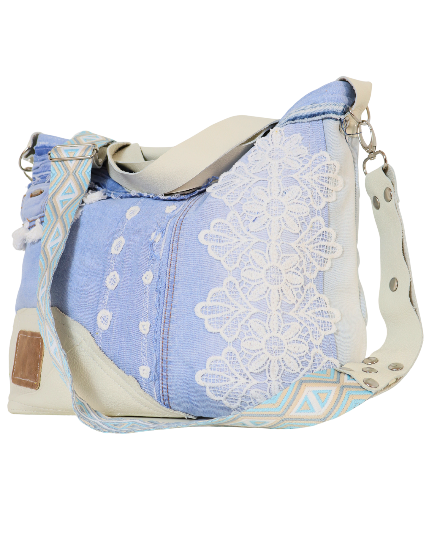 Upcycled Denim Bag with Crochet