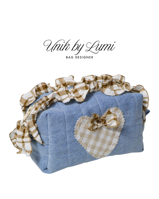 Beige Heart Pouch | Makeup Pouch