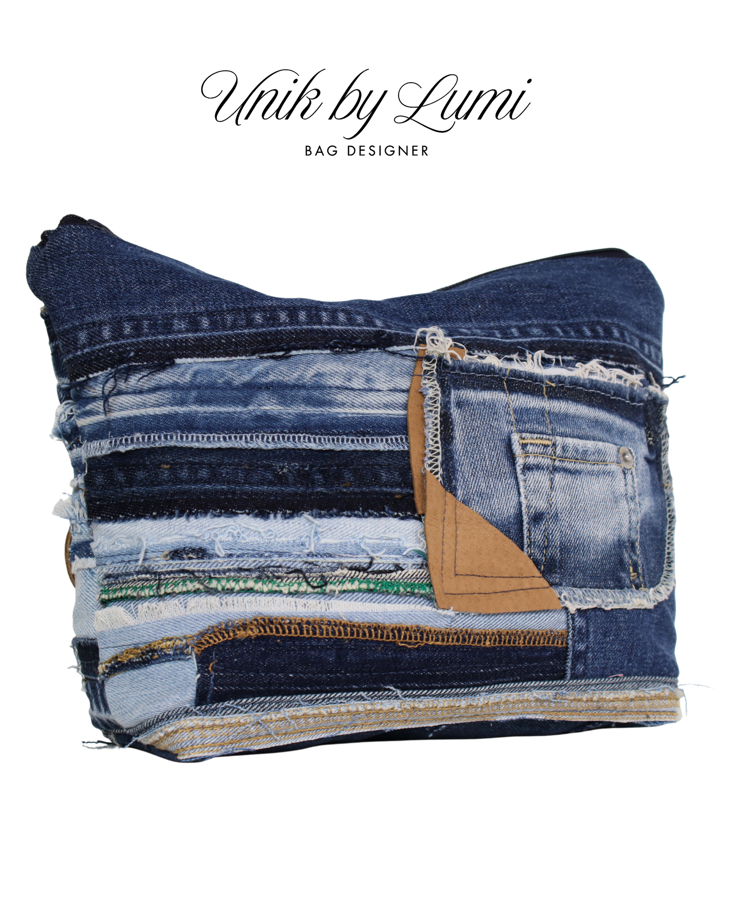 Bolsa Hobo em Jeans | Bolsa Ecológica em Jeans e Pele