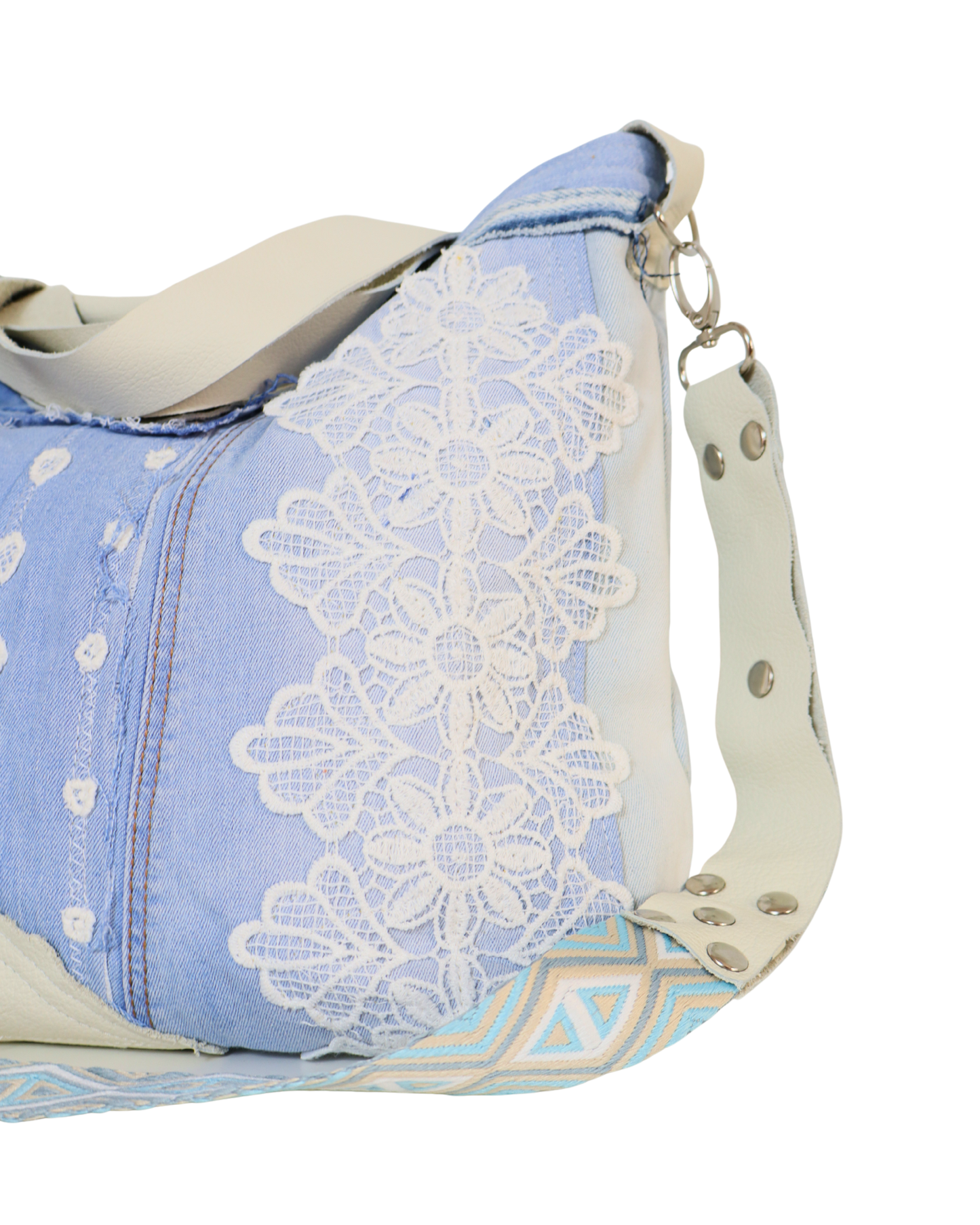 Upcycled Denim Bag with Crochet