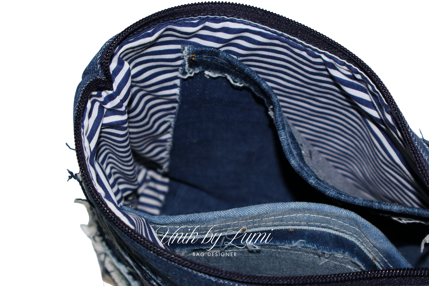 Bolsa Hobo em Jeans | Bolsa Ecológica em Jeans e Pele