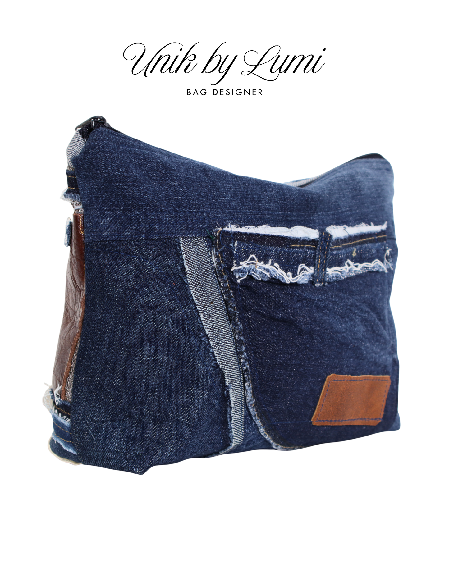 Bolsa em crochet, ganga e couro castanho | Bolsa sustentável