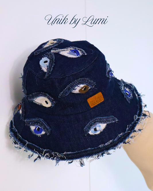 THE EYE | Unisex Bucket Hat | Handmade from Recycled Jeans | Sustainable Luxury