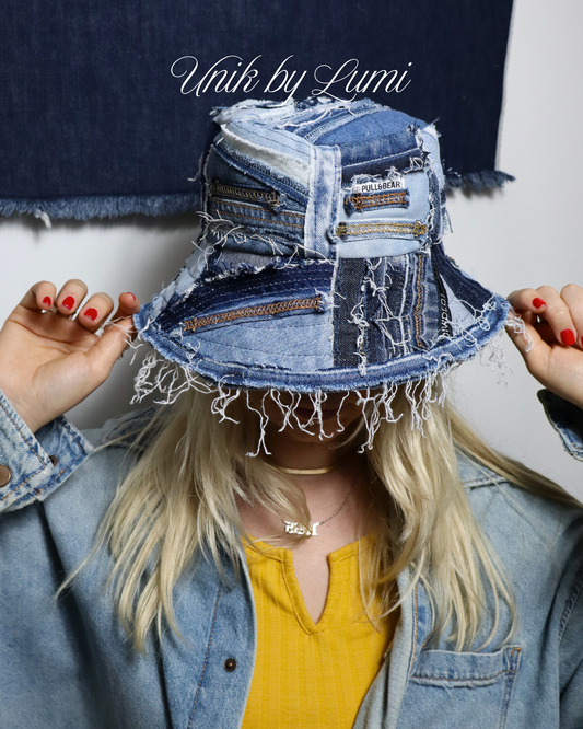 Sustainable Luxury Unisex Bucket Hat | Recycled Jeans | Handmade | Zero Waste Concept
