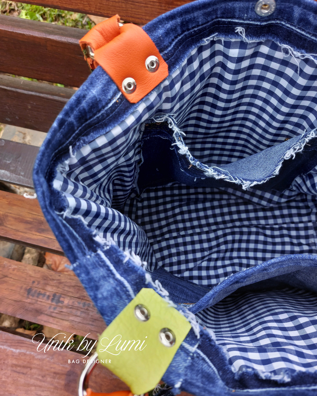 Abstract Picasso Shoulder Bag | Handmade Denim and Leather Handbag | High-Quality Recycled Jeans Bag