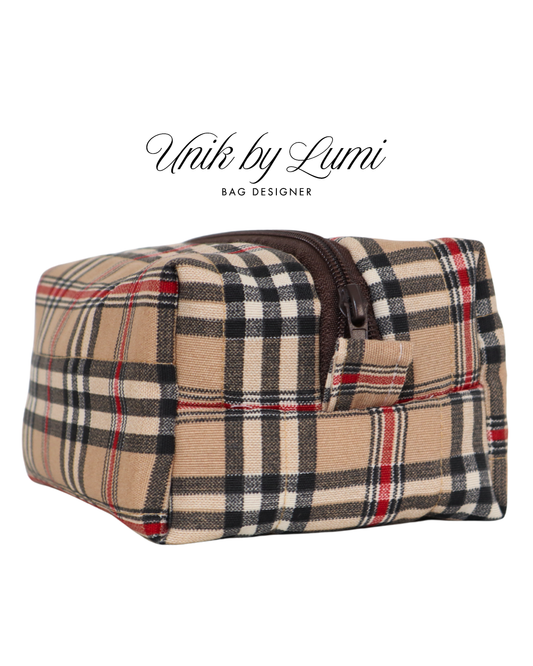 Plaid Brown Pouch | Travel Pouch